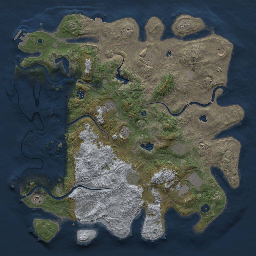 Rust Map: Procedural Map, Size: 4500, Seed: 14827, 17 Monuments