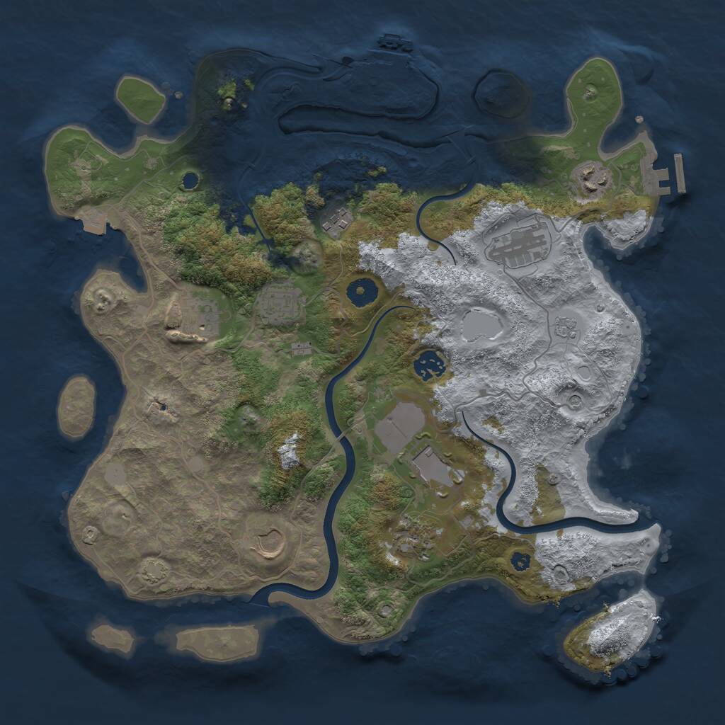 Rust Map: Procedural Map, Size: 3700, Seed: 1091900373, 15 Monuments