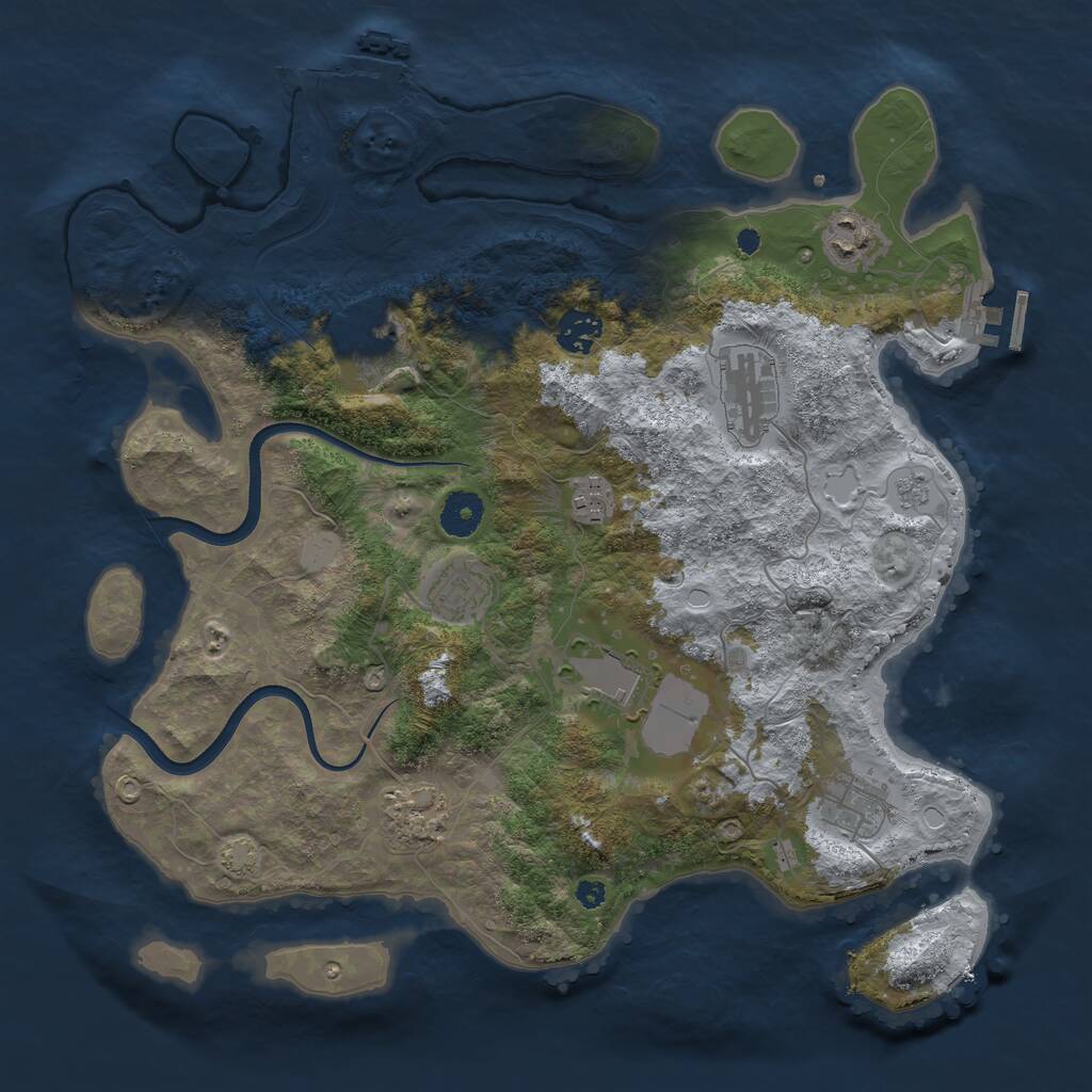 Rust Map: Procedural Map, Size: 3700, Seed: 1091900373, 14 Monuments