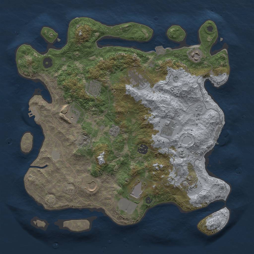 Rust Map: Procedural Map, Size: 3700, Seed: 1091900373, 18 Monuments