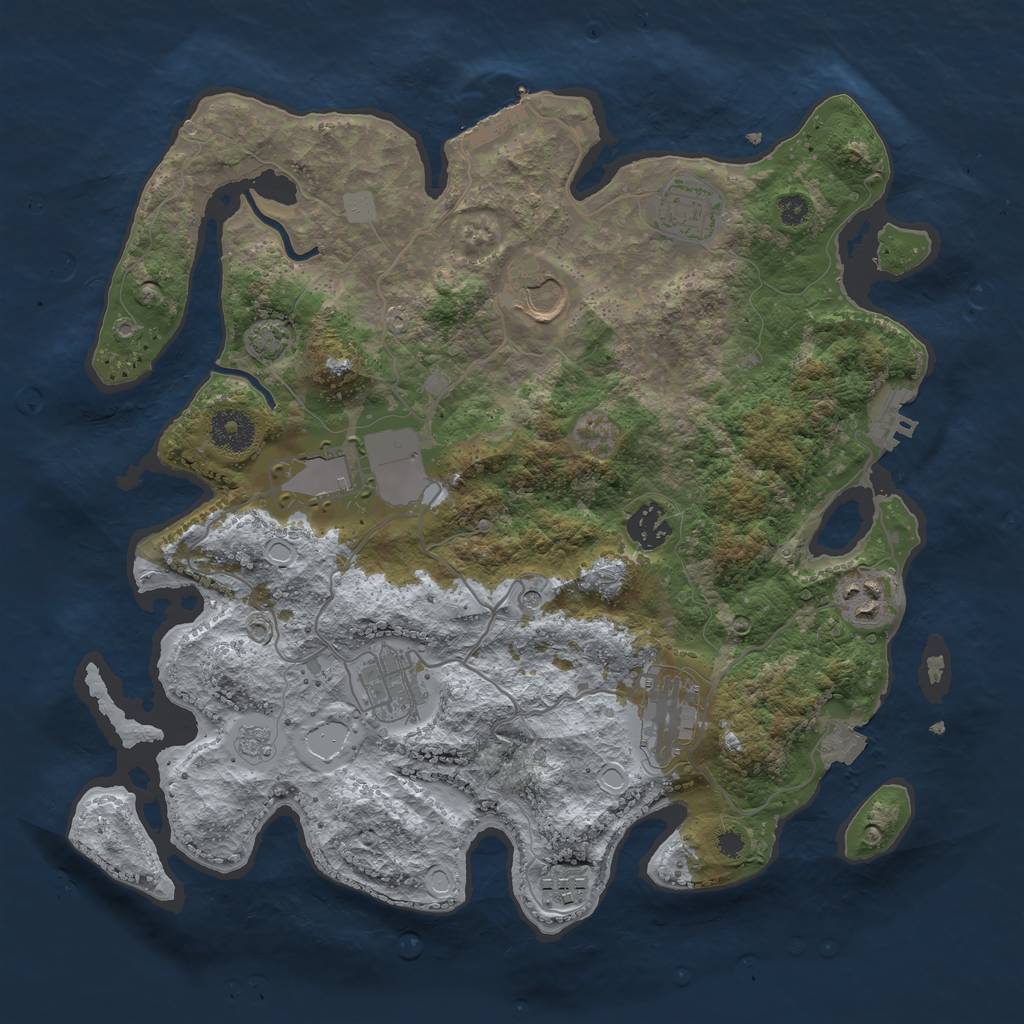 Rust Map: Procedural Map, Size: 3500, Seed: 8554762, 16 Monuments