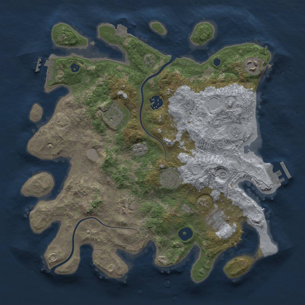 Rust Map: Procedural Map, Size: 3400, Seed: 62754722, 13 Monuments