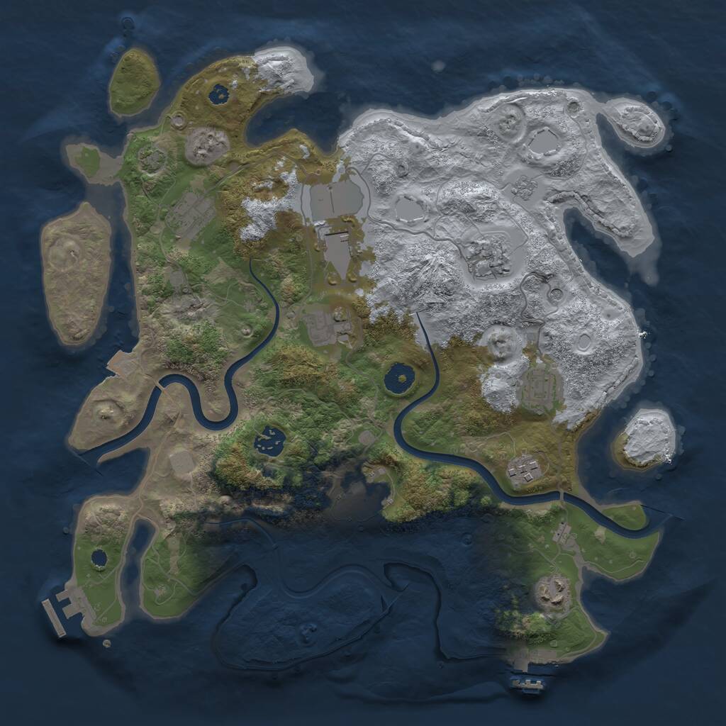 Rust Map: Procedural Map, Size: 3650, Seed: 79919851, 15 Monuments