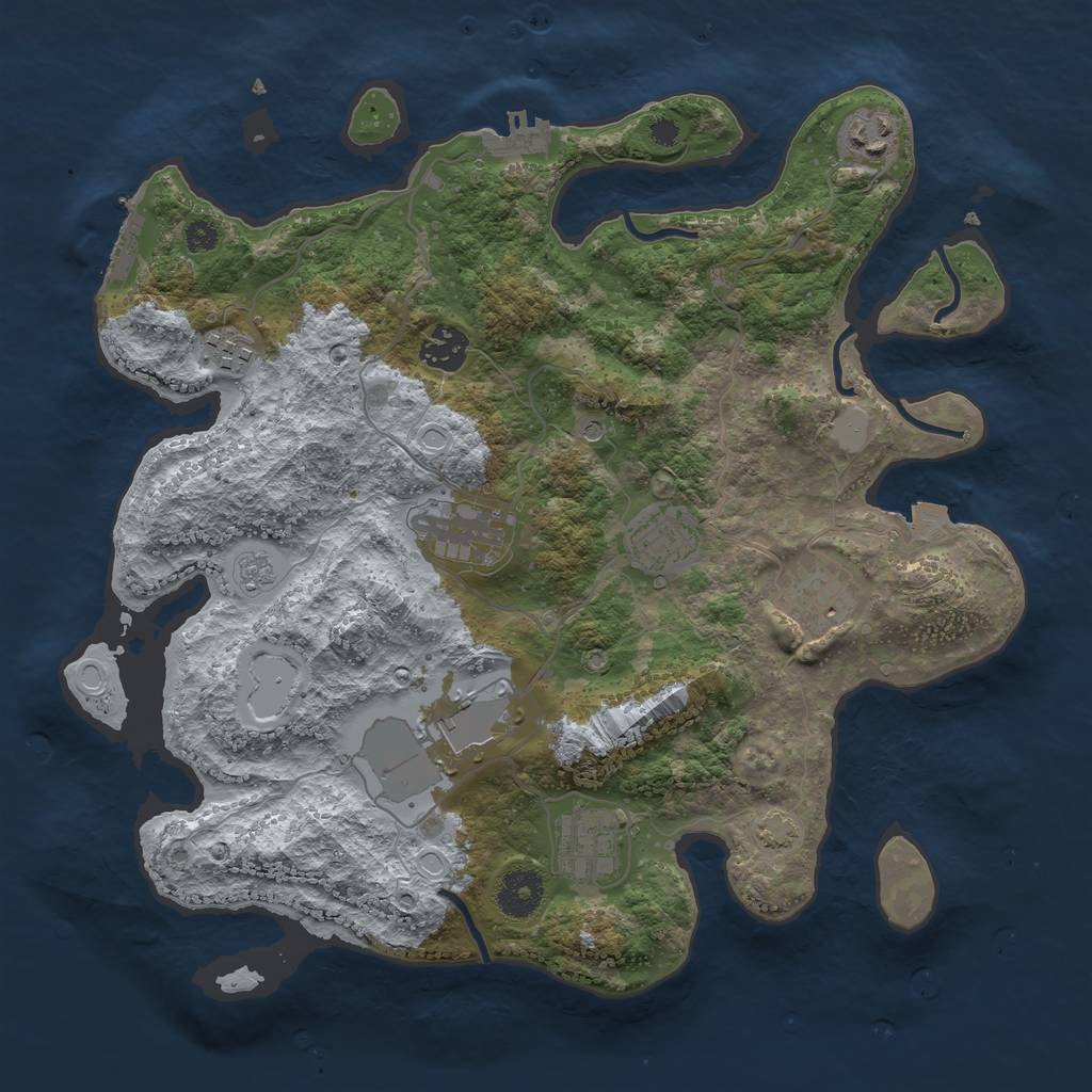 Rust Map: Procedural Map, Size: 3500, Seed: 272572474, 16 Monuments
