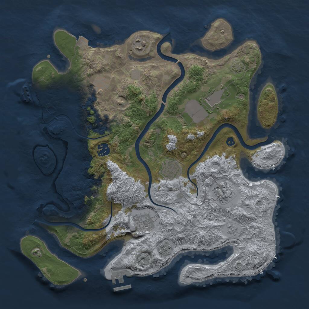 Rust Map: Procedural Map, Size: 3500, Seed: 2622, 14 Monuments