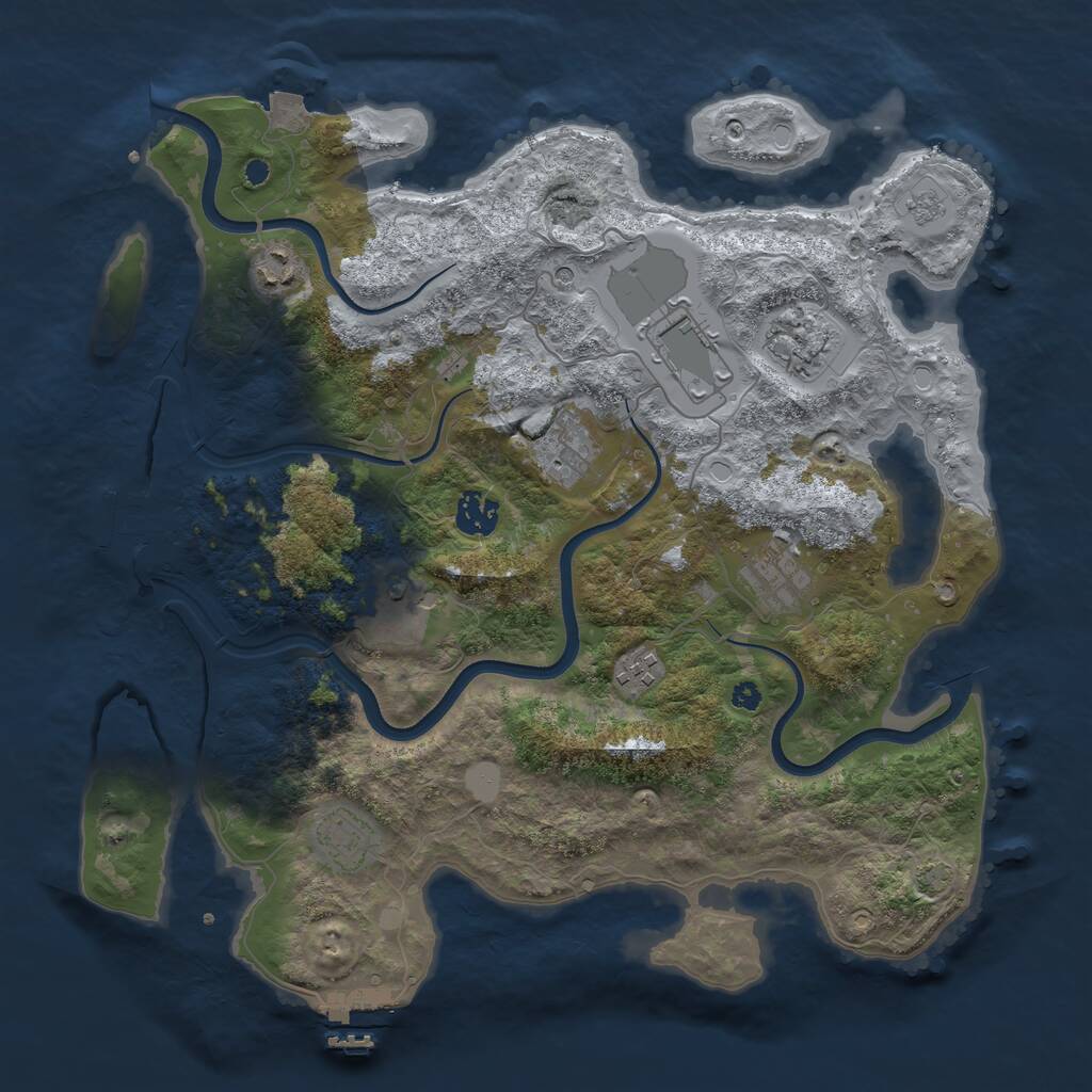 Rust Map: Procedural Map, Size: 3700, Seed: 55986527, 15 Monuments
