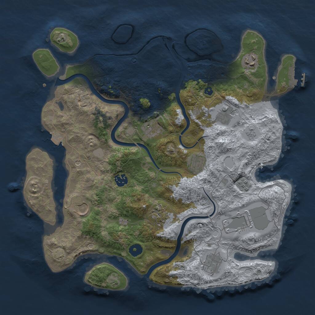 Rust Map: Procedural Map, Size: 3700, Seed: 296529574, 15 Monuments