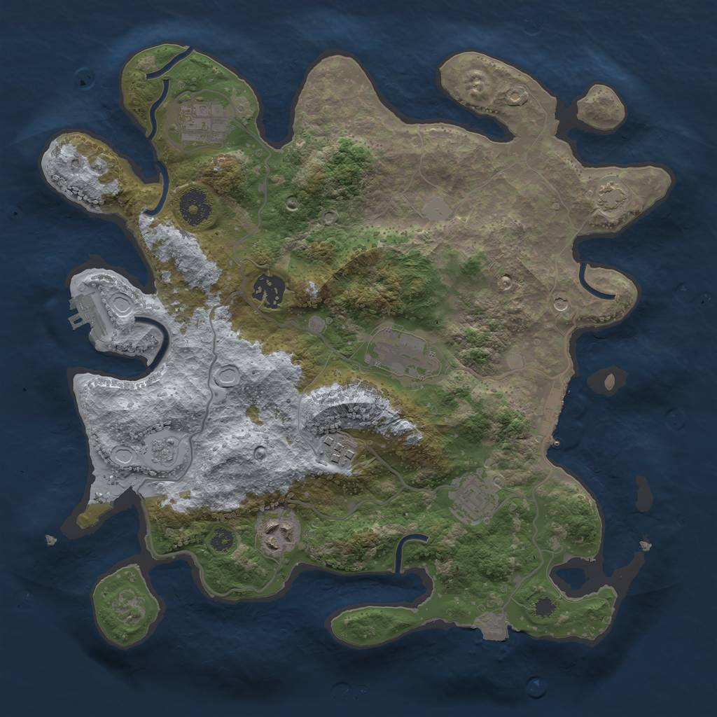 Rust Map: Procedural Map, Size: 3250, Seed: 1270649917, 14 Monuments