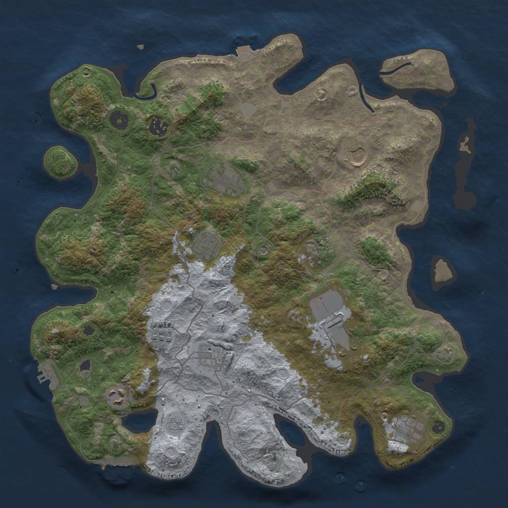 Rust Map: Procedural Map, Size: 4000, Seed: 1223911103, 18 Monuments