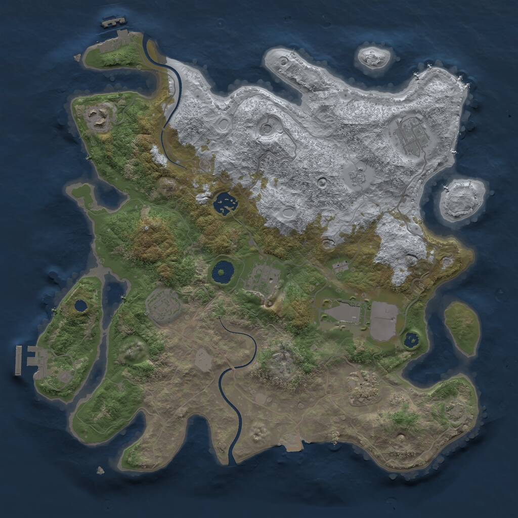 Rust Map: Procedural Map, Size: 3500, Seed: 94082444, 13 Monuments