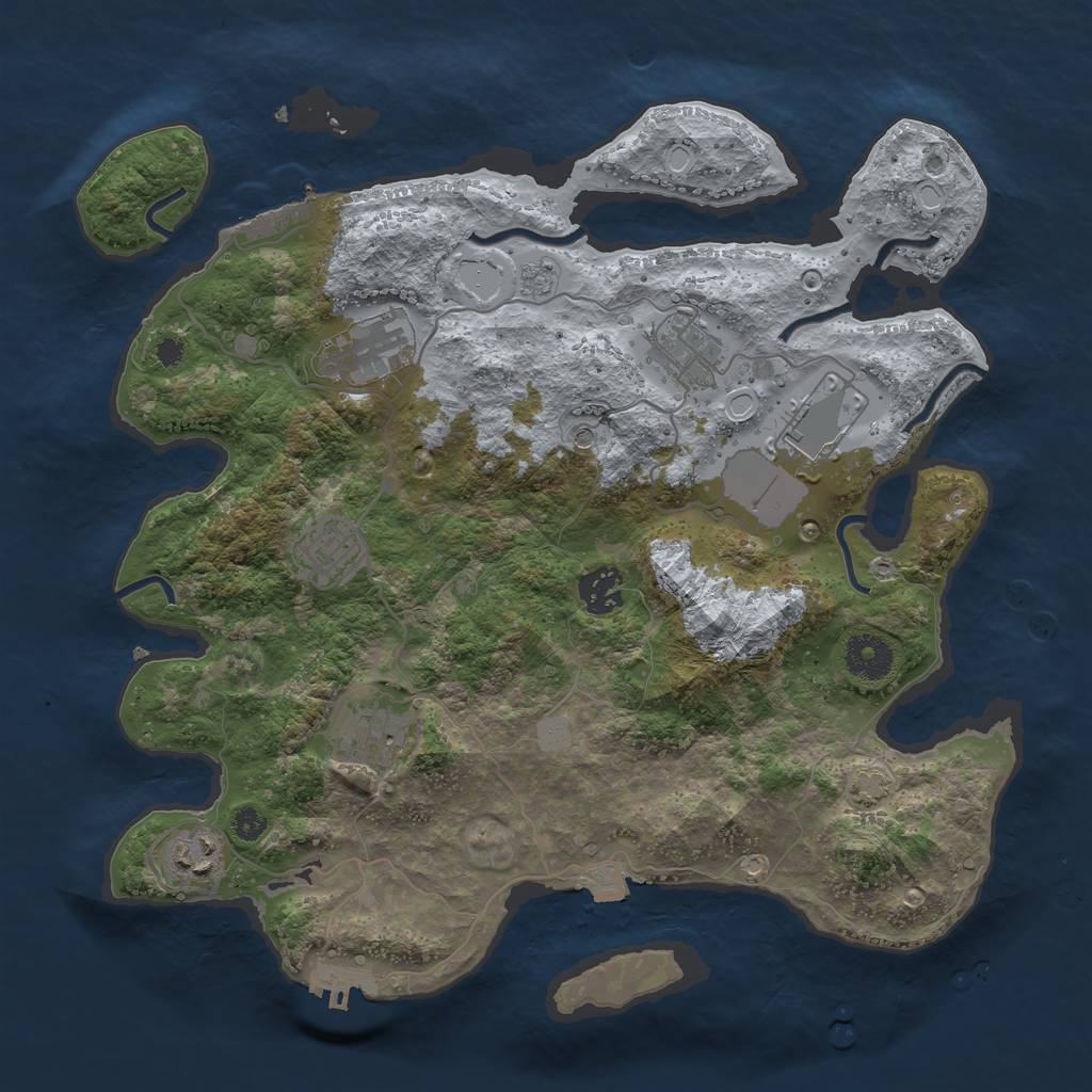 Rust Map: Procedural Map, Size: 3500, Seed: 845293115, 15 Monuments