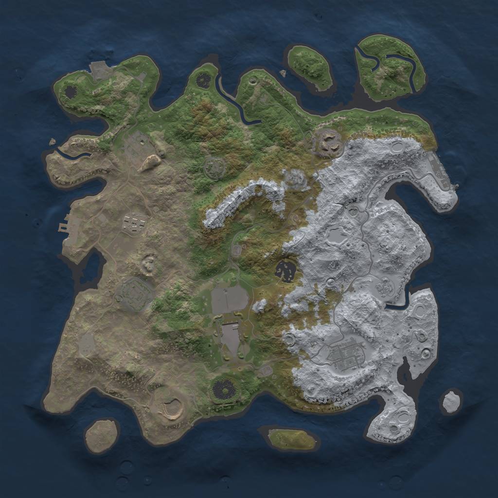 Rust Map: Procedural Map, Size: 3500, Seed: 97866491, 16 Monuments