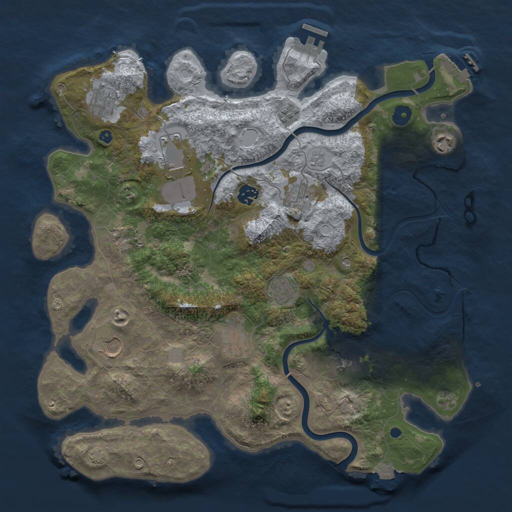 Rust Map: Procedural Map, Size: 3900, Seed: 46430450, 17 Monuments