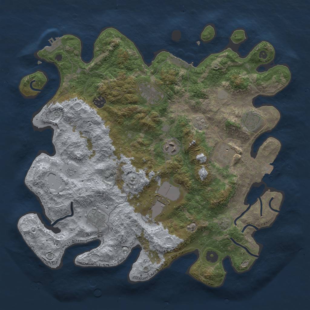 Rust Map: Procedural Map, Size: 3850, Seed: 14765344, 16 Monuments