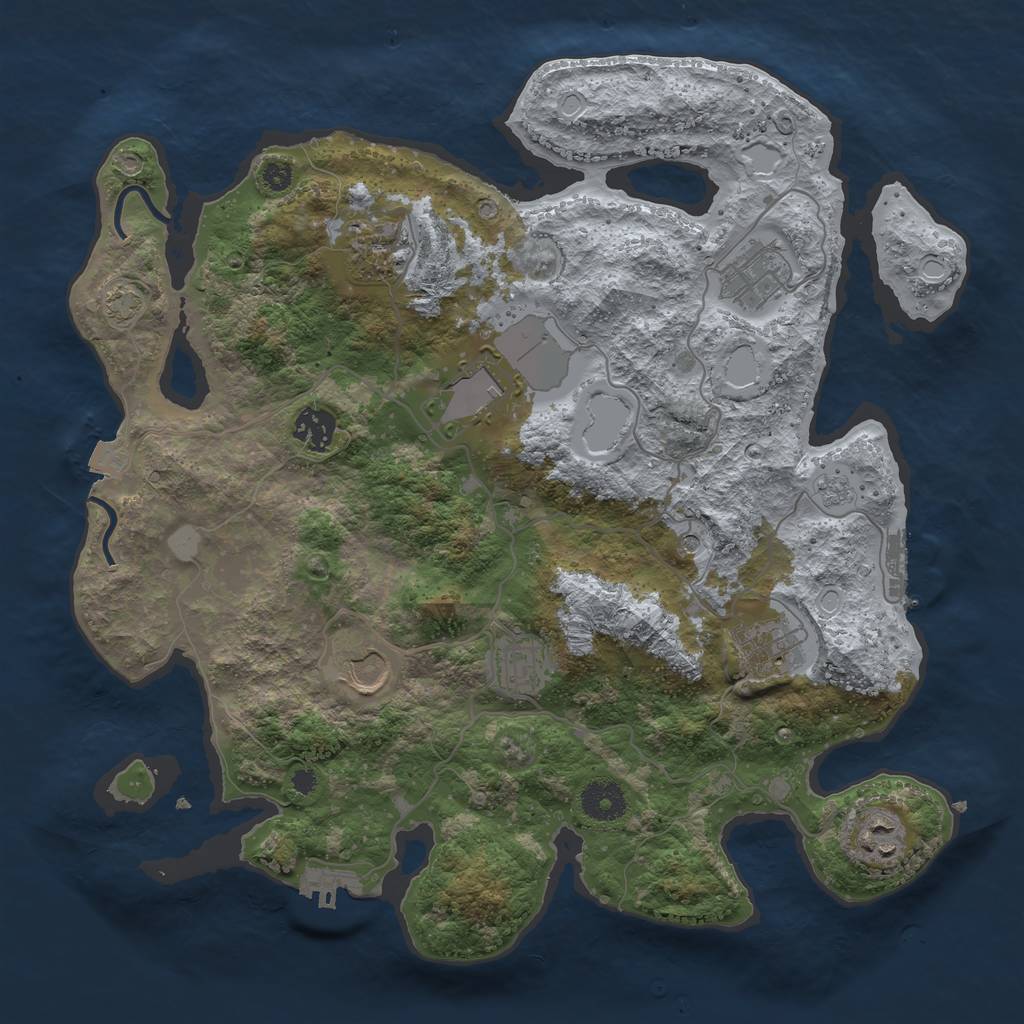 Rust Map: Procedural Map, Size: 3600, Seed: 78565428, 16 Monuments