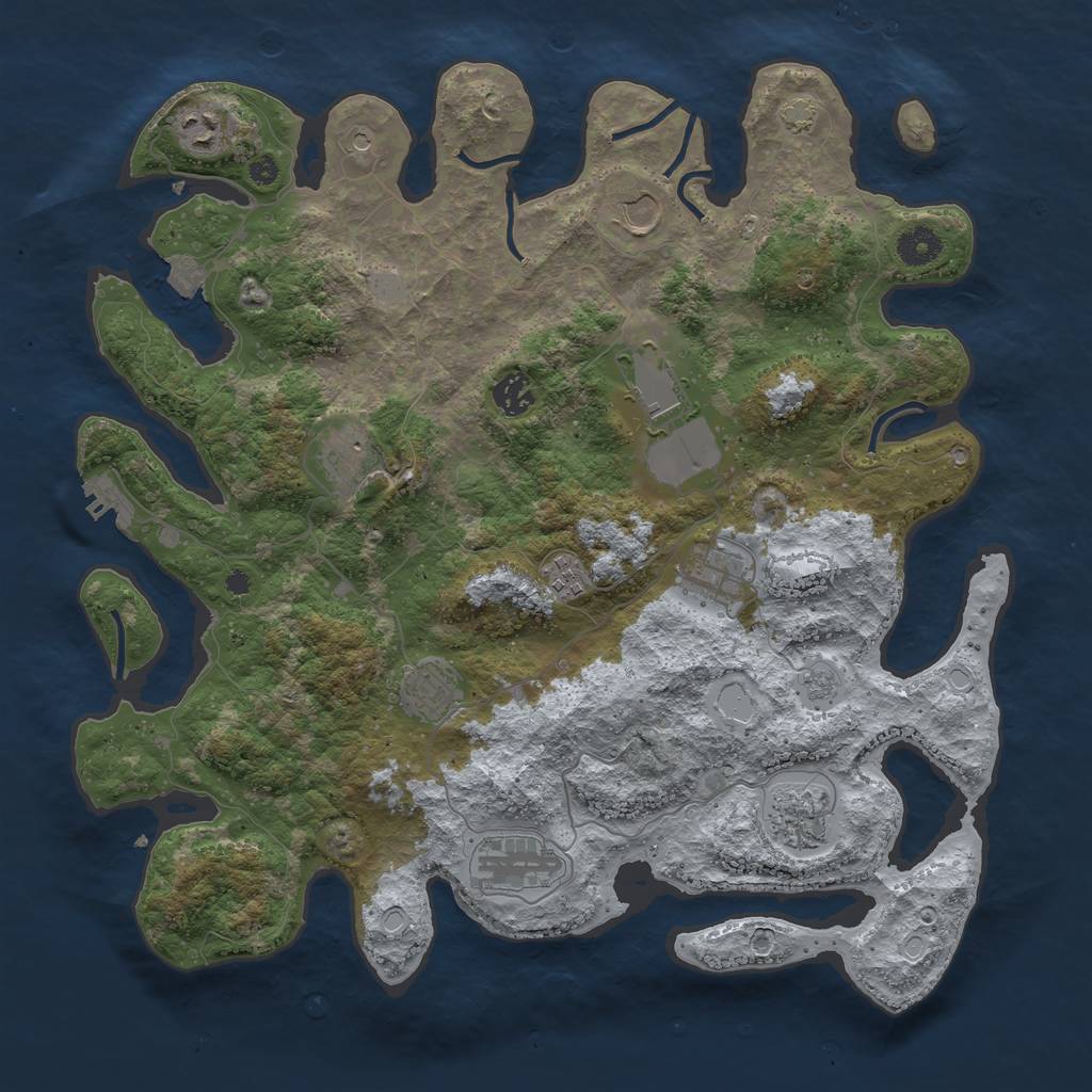 Rust Map: Procedural Map, Size: 3950, Seed: 14637378, 17 Monuments