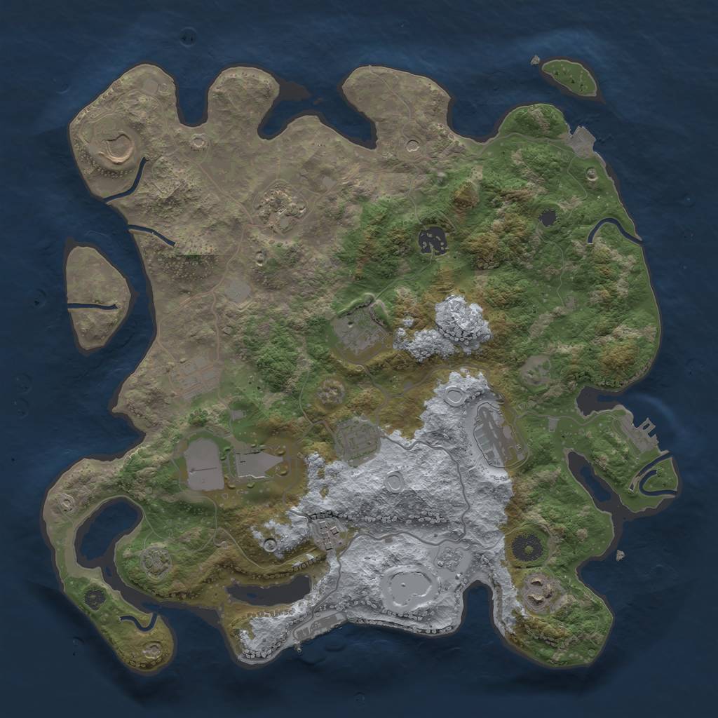 Rust Map: Procedural Map, Size: 3650, Seed: 90404947, 18 Monuments