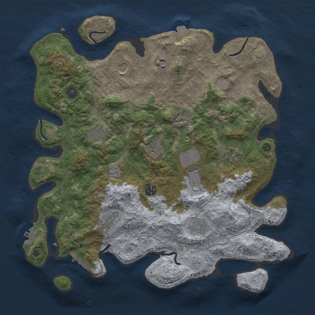 Rust Map: Procedural Map, Size: 4000, Seed: 8874169, 18 Monuments