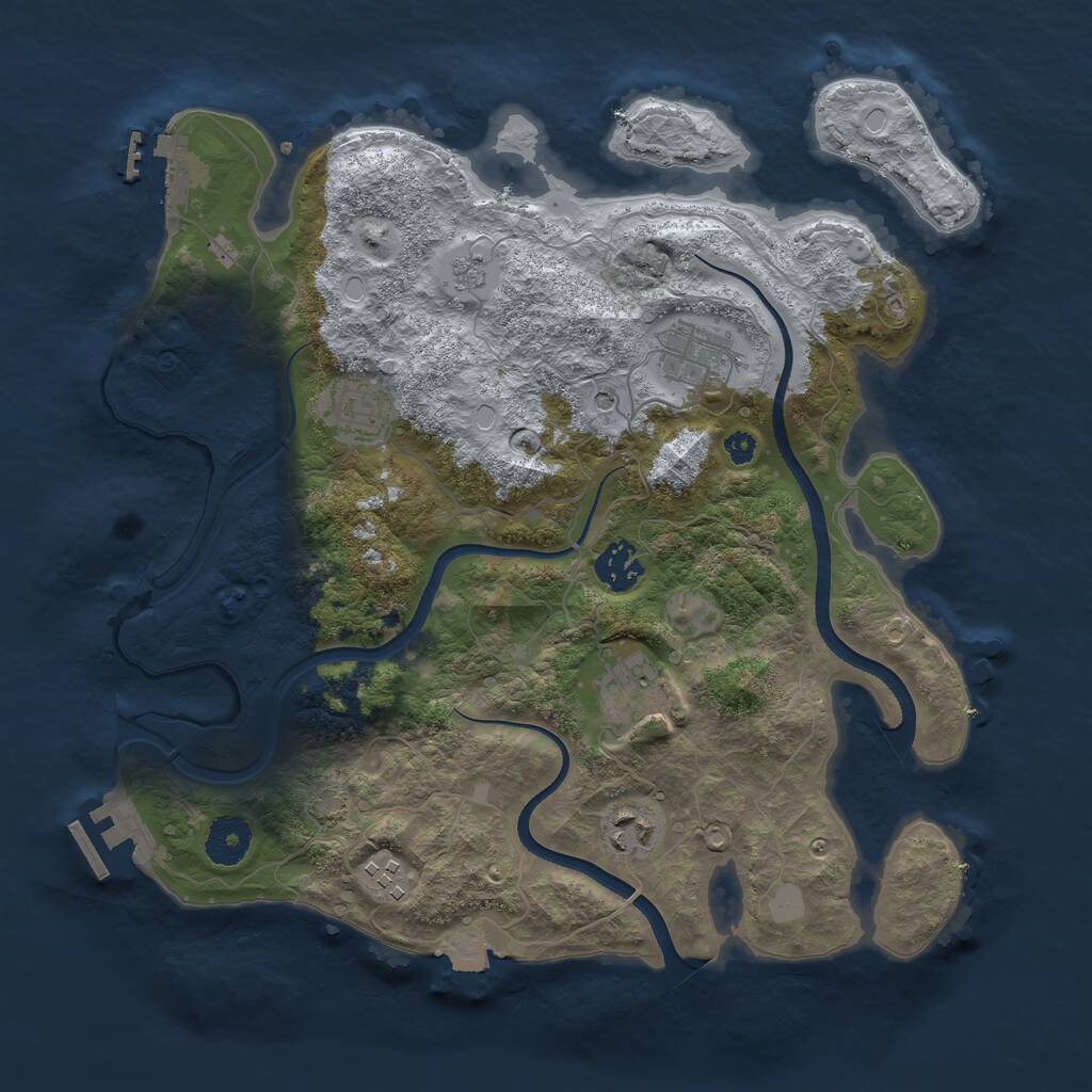 Rust Map: Procedural Map, Size: 3450, Seed: 23966313, 12 Monuments