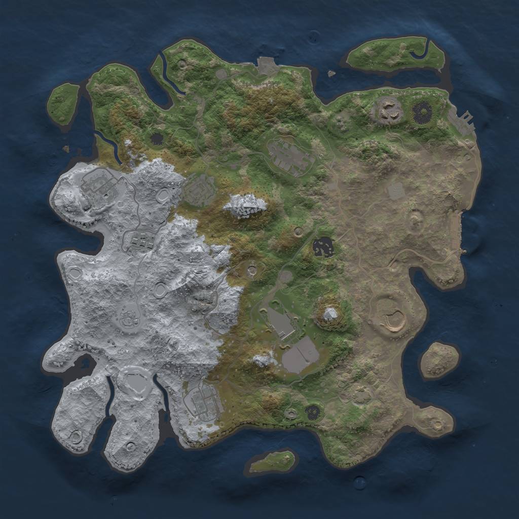 Rust Map: Procedural Map, Size: 3600, Seed: 6624870, 17 Monuments