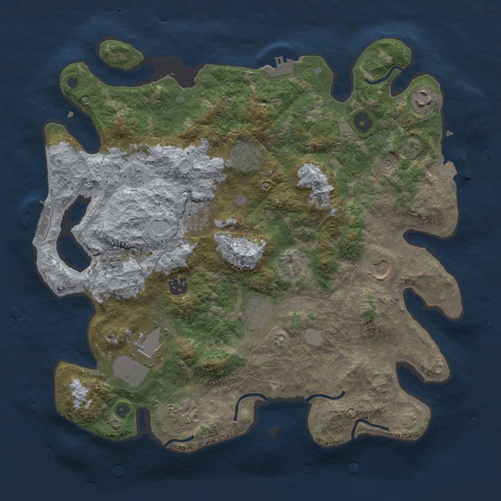 Rust Map: Procedural Map, Size: 3850, Seed: 80602073, 17 Monuments