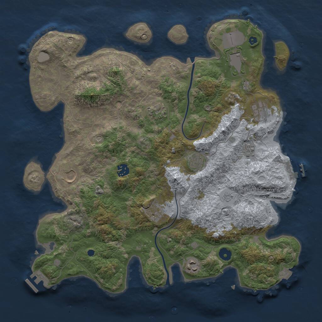 Rust Map: Procedural Map, Size: 3850, Seed: 90418241, 15 Monuments