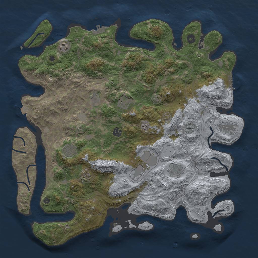 Rust Map: Procedural Map, Size: 4300, Seed: 634848, 18 Monuments