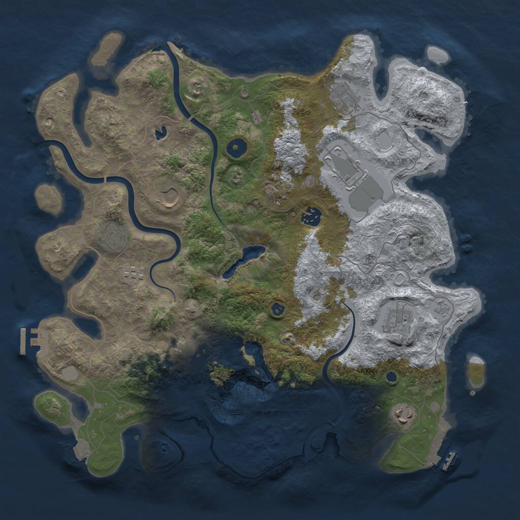 Rust Map: Procedural Map, Size: 4000, Seed: 159000, 16 Monuments