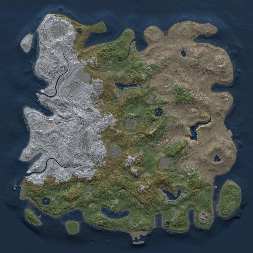 Rust Map: Procedural Map, Size: 4500, Seed: 1019336332, 16 Monuments
