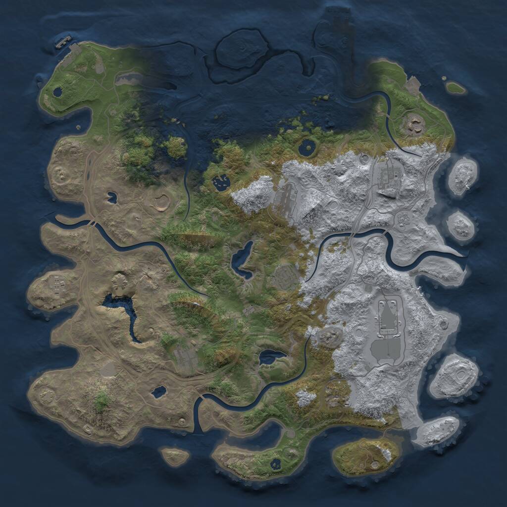 Rust Map: Procedural Map, Size: 4500, Seed: 1181680280, 16 Monuments