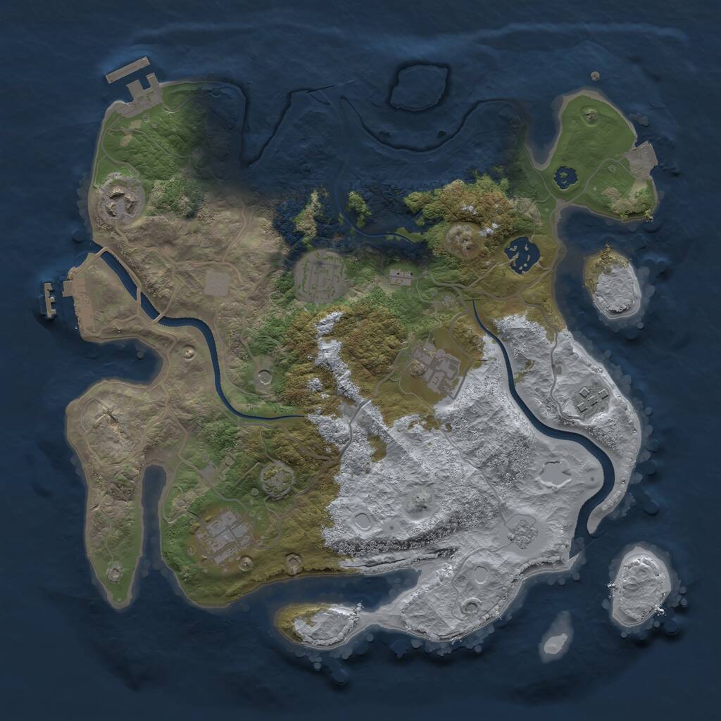 Rust Map: Procedural Map, Size: 3200, Seed: 669669, 12 Monuments