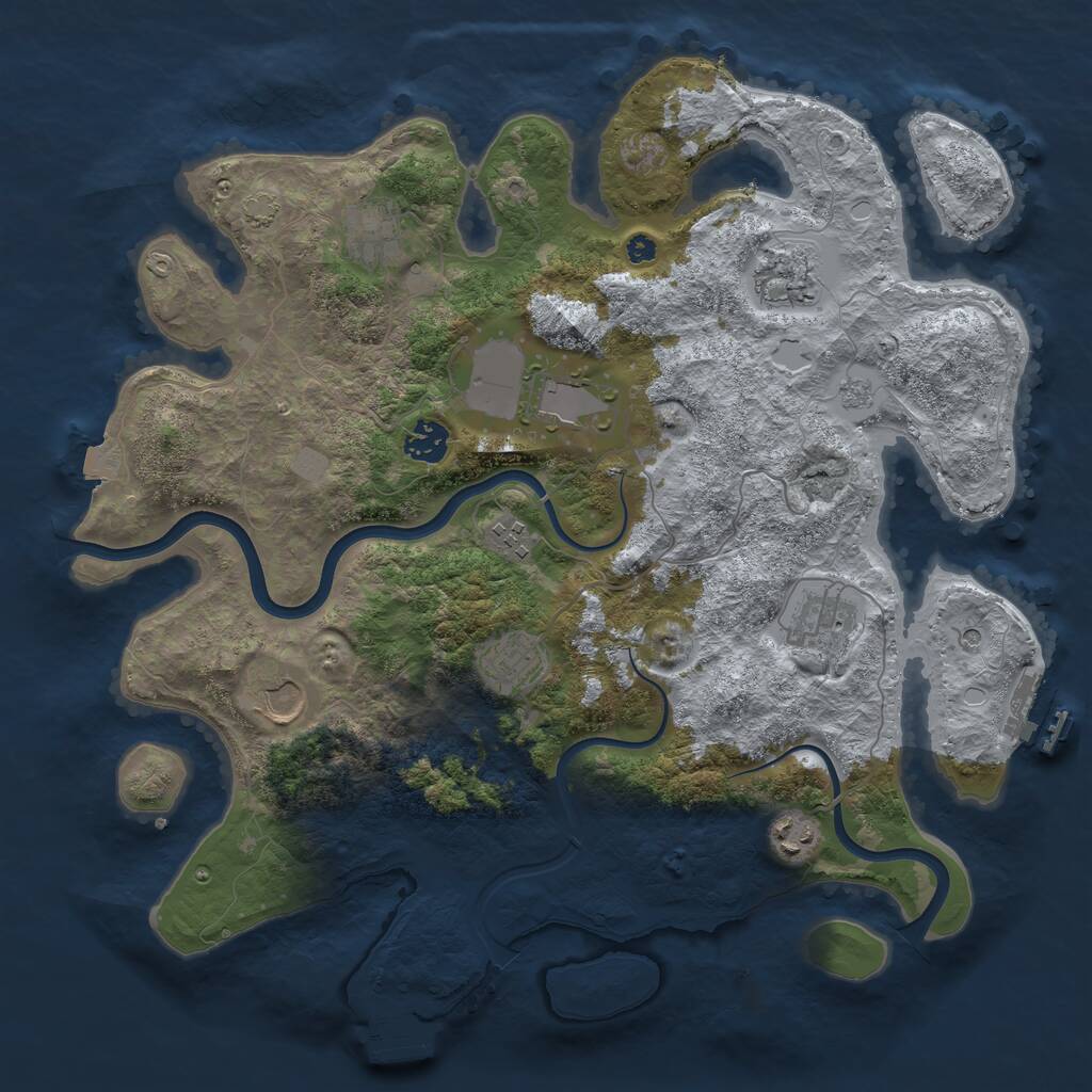 Rust Map: Procedural Map, Size: 3800, Seed: 66966969, 15 Monuments