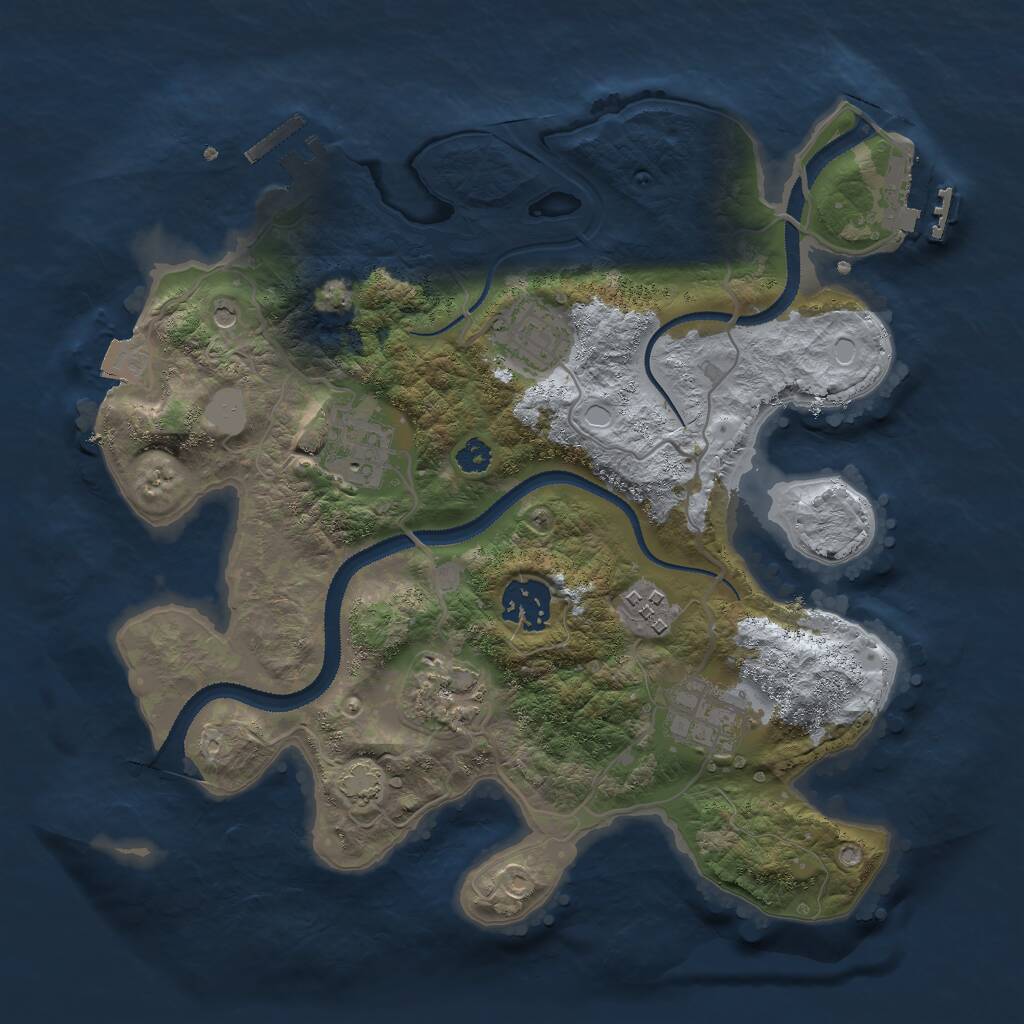 Rust Map: Procedural Map, Size: 3000, Seed: 1134920580, 11 Monuments