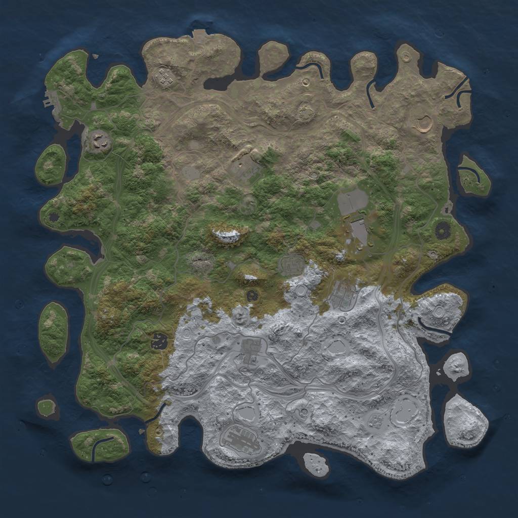 Rust Map: Procedural Map, Size: 4500, Seed: 1887717089, 17 Monuments