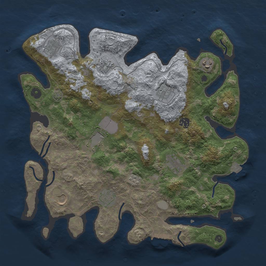 Rust Map: Procedural Map, Size: 3750, Seed: 876543210, 16 Monuments