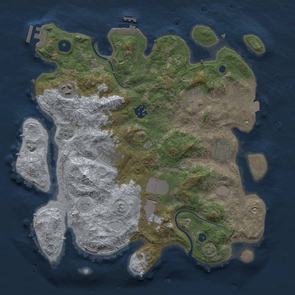 Rust Map: Procedural Map, Size: 3500, Seed: 1544213628, 13 Monuments