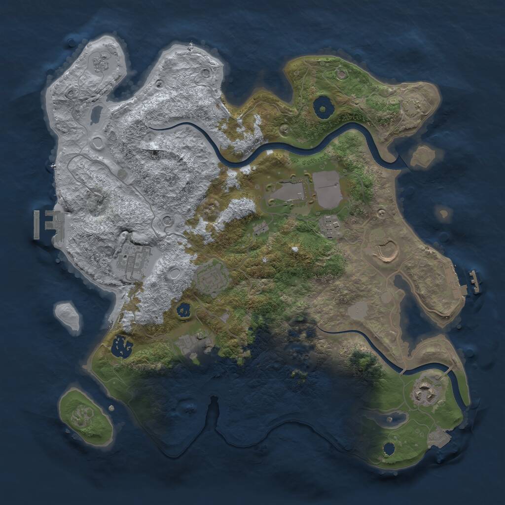 Rust Map: Procedural Map, Size: 3500, Seed: 685068618, 14 Monuments