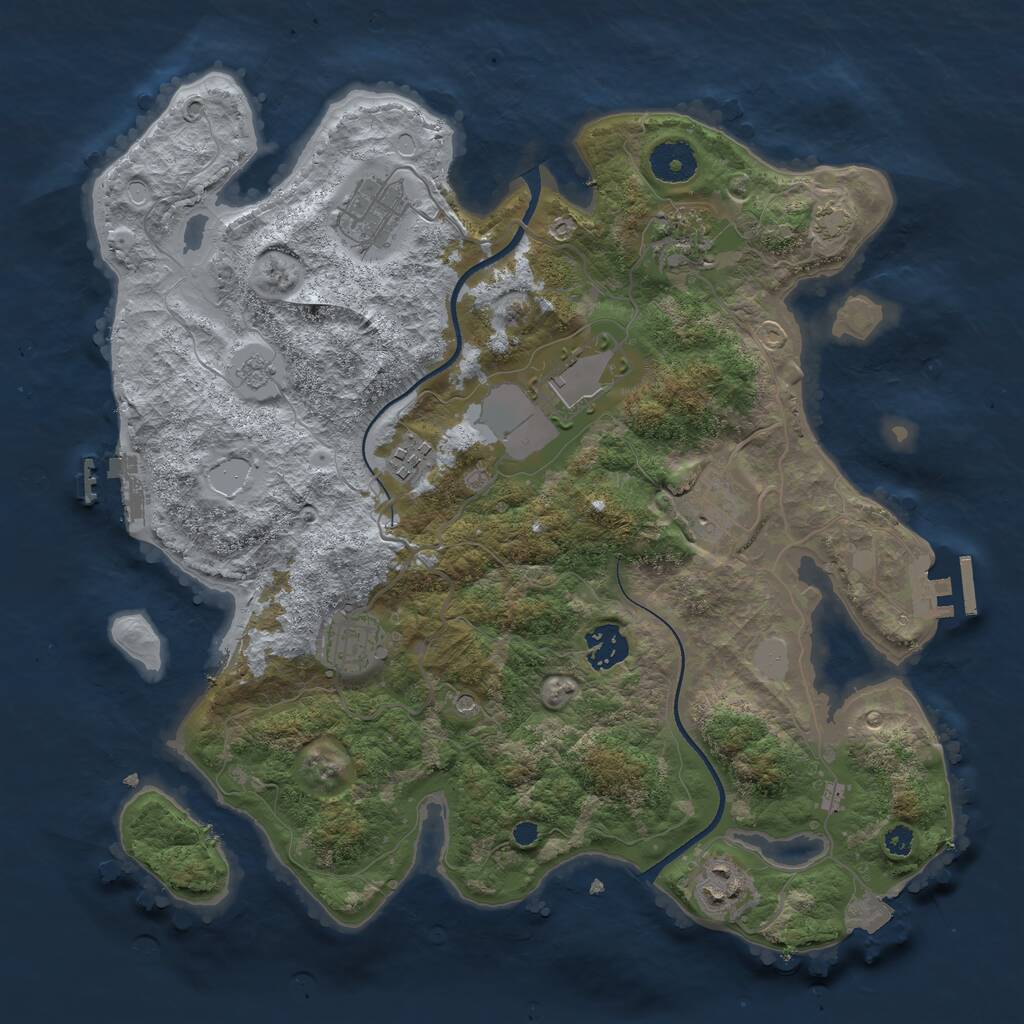 Rust Map: Procedural Map, Size: 3500, Seed: 685068618, 14 Monuments