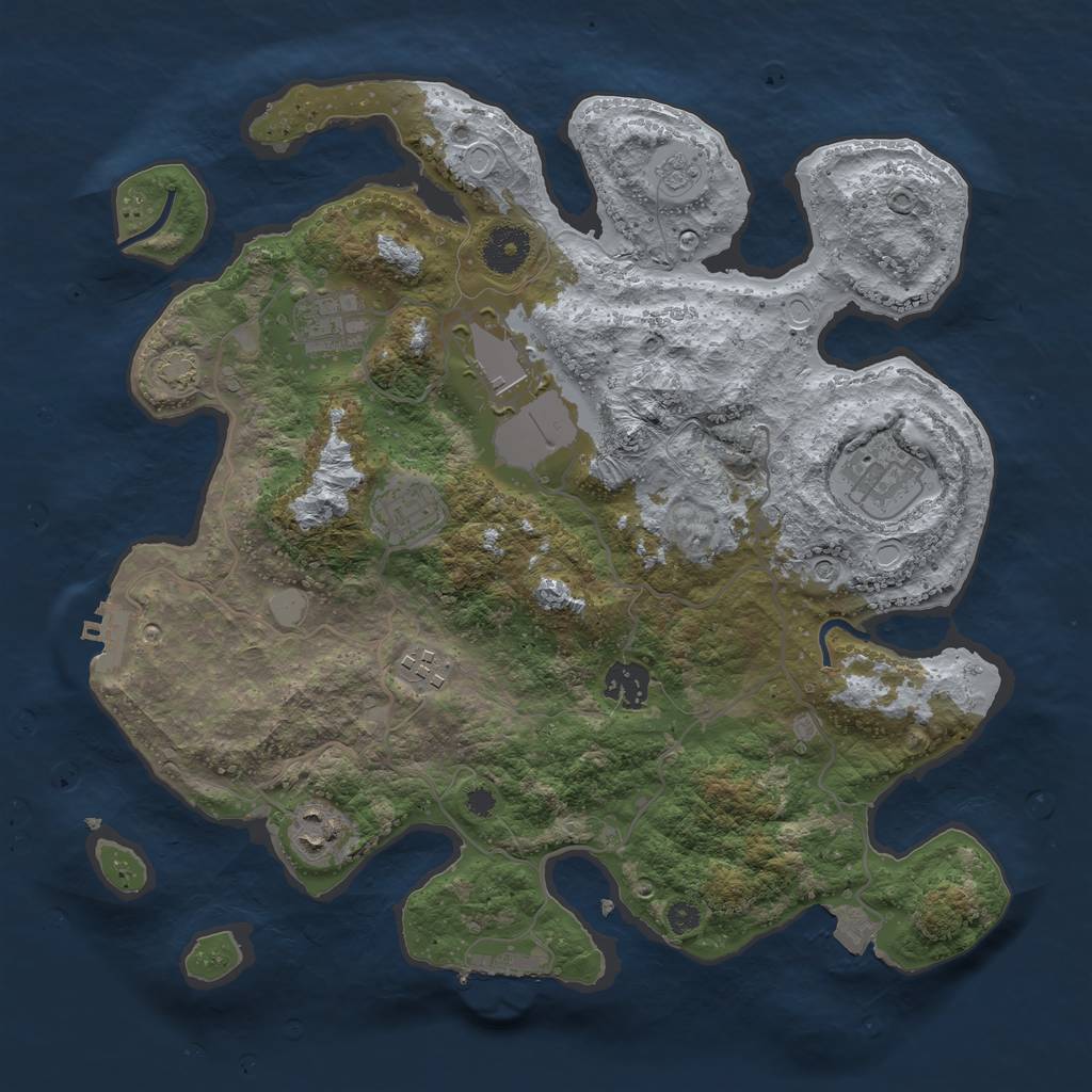 Rust Map: Procedural Map, Size: 3500, Seed: 56988315, 15 Monuments