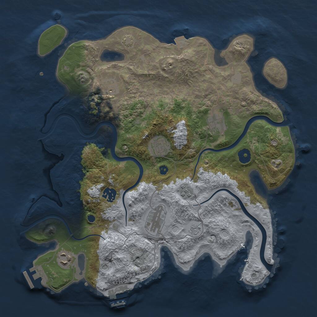 Rust Map: Procedural Map, Size: 3450, Seed: 70832852, 13 Monuments
