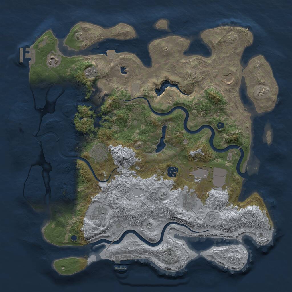 Rust Map: Procedural Map, Size: 4000, Seed: 46166115, 15 Monuments