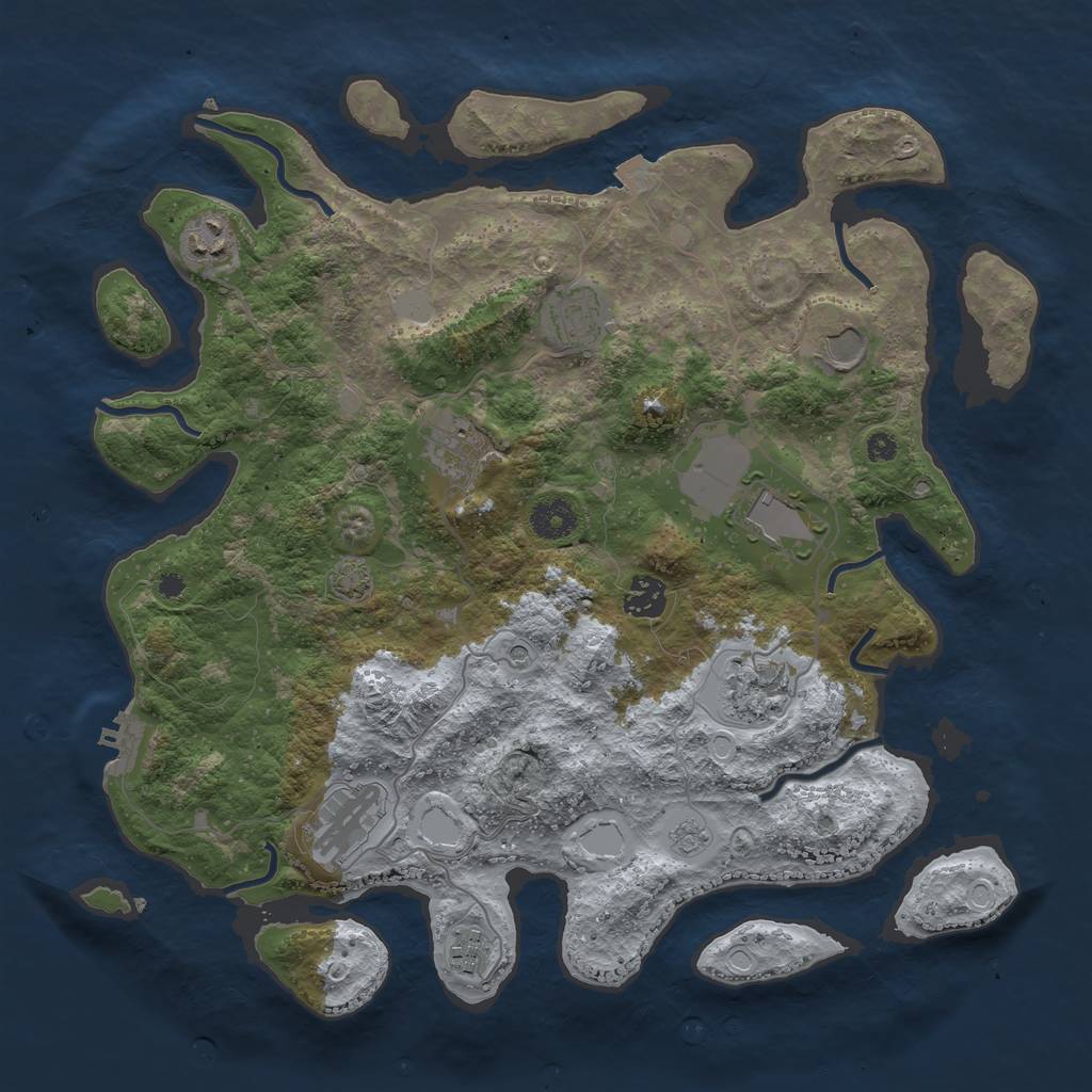 Rust Map: Procedural Map, Size: 3750, Seed: 1307289582, 16 Monuments