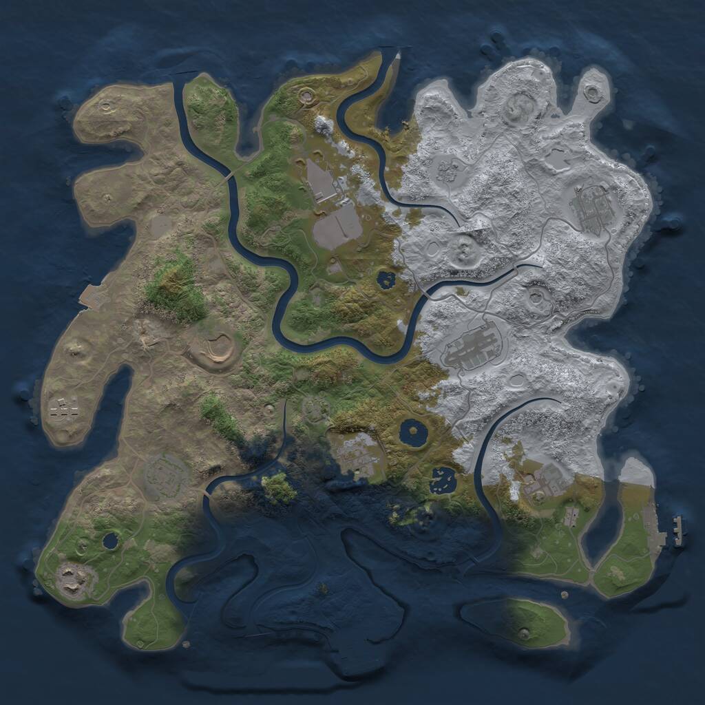 Rust Map: Procedural Map, Size: 3750, Seed: 433859278, 16 Monuments