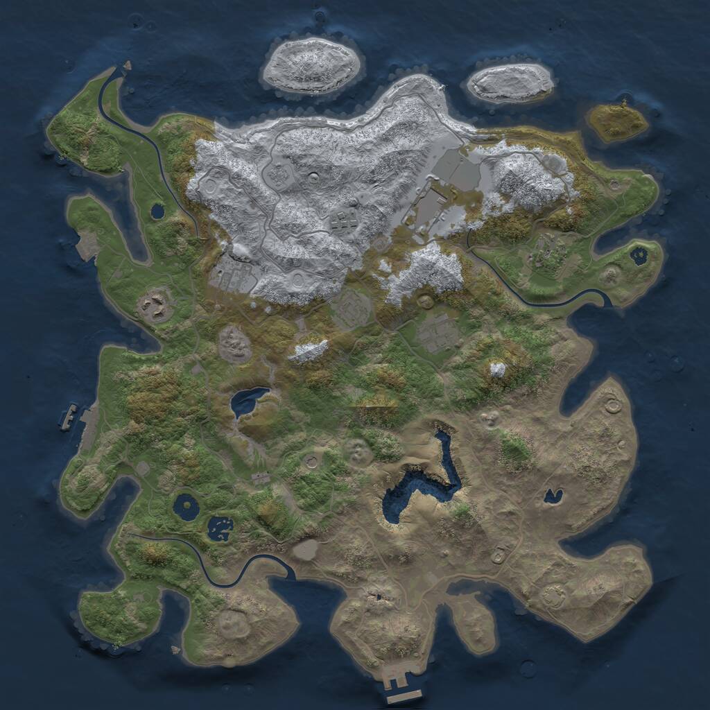 Rust Map: Procedural Map, Size: 4100, Seed: 15539550, 14 Monuments