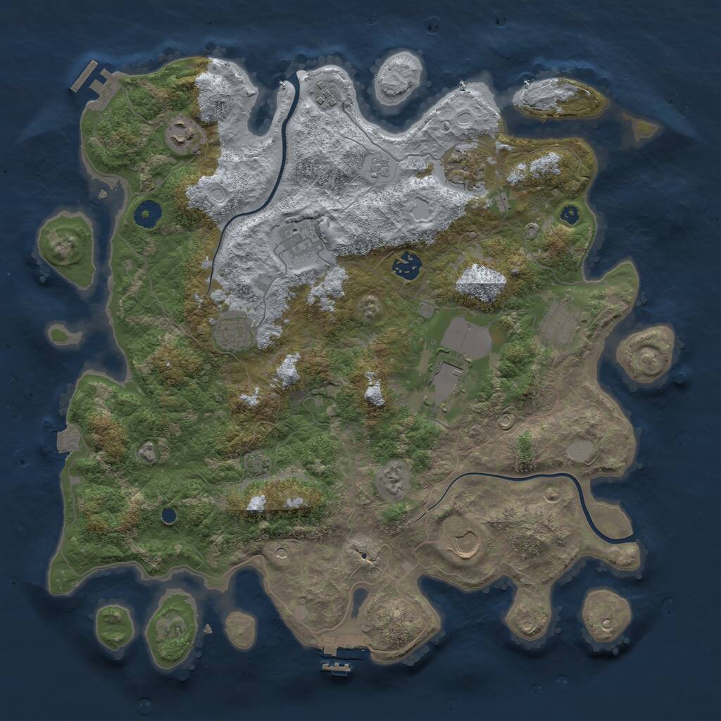 Rust Map: Procedural Map, Size: 3950, Seed: 93272040, 15 Monuments