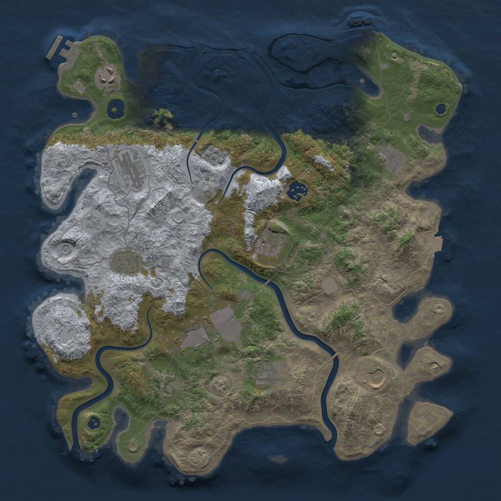 Rust Map: Procedural Map, Size: 3900, Seed: 81408749, 17 Monuments