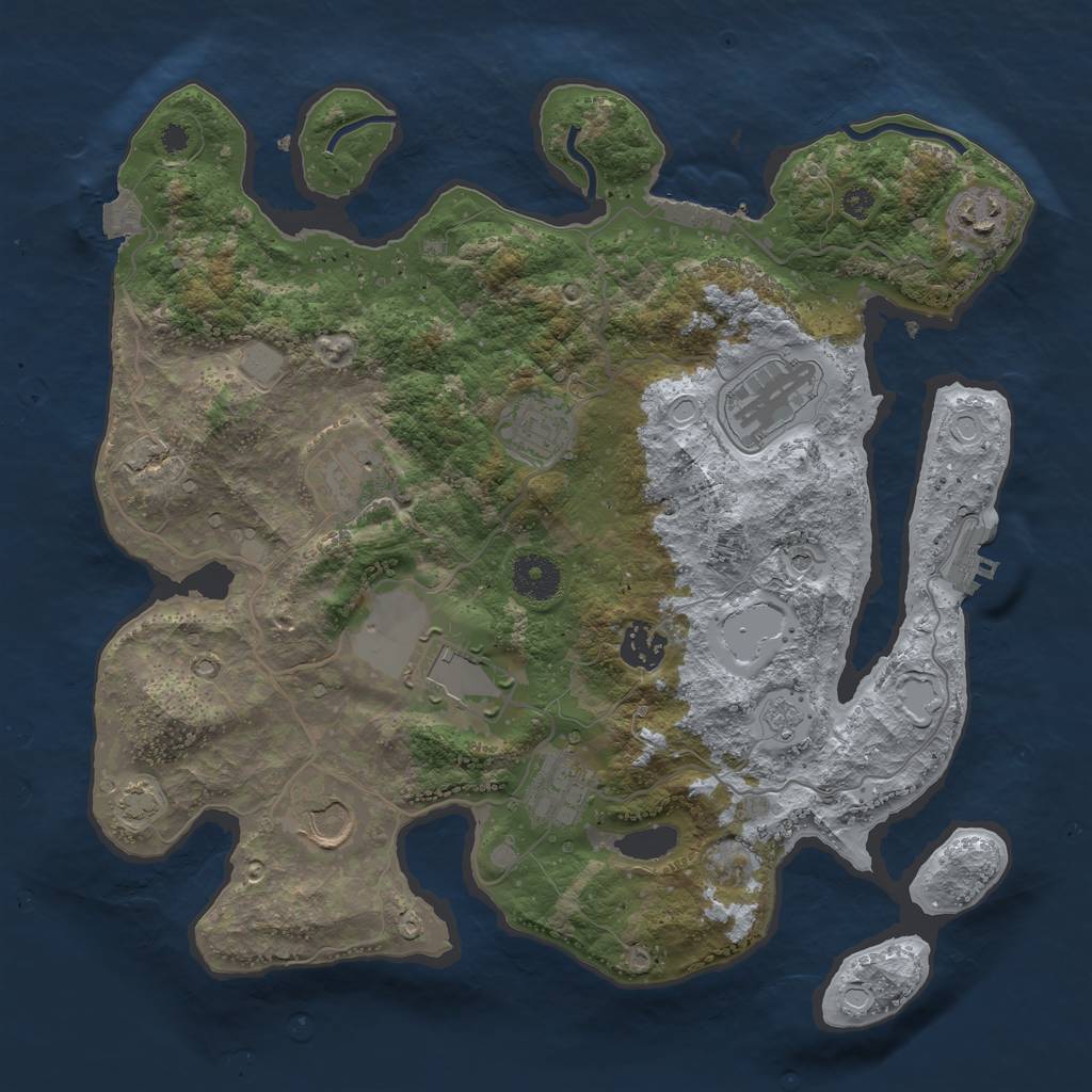 Rust Map: Procedural Map, Size: 3500, Seed: 2085058441, 16 Monuments