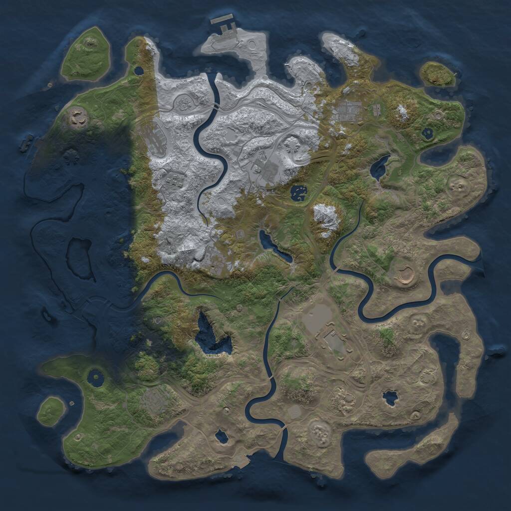 Rust Map: Procedural Map, Size: 4500, Seed: 1740025909, 17 Monuments