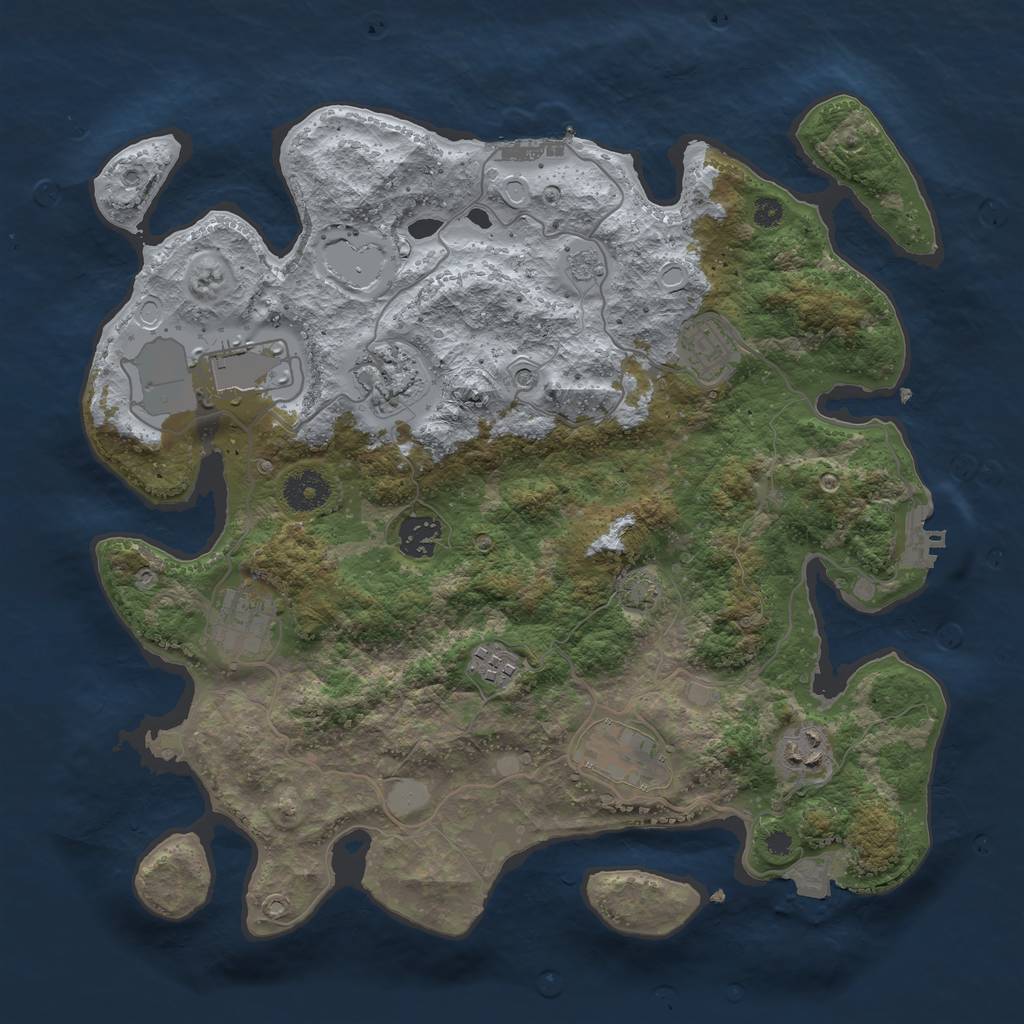 Rust Map: Procedural Map, Size: 3550, Seed: 3895758, 16 Monuments