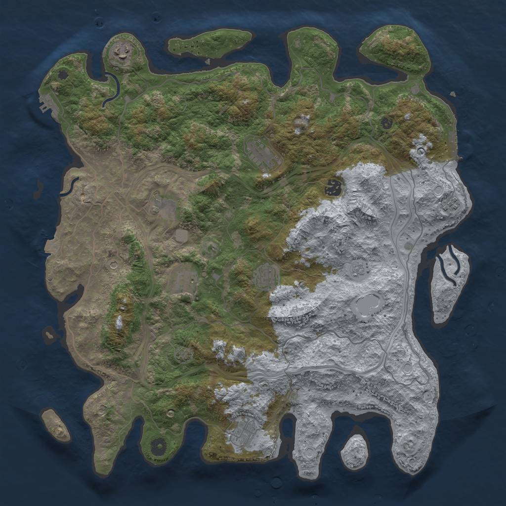 Rust Map: Procedural Map, Size: 4400, Seed: 39738697, 16 Monuments